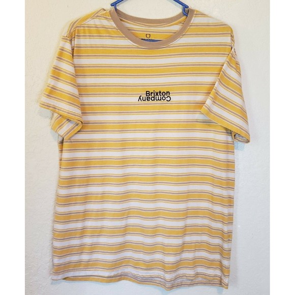 Brixton Hilt Revert Yellow Striped Tee, Sz Small T-shirt - Picture 2 of 8